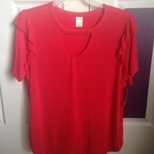 NEW Red Ruffle Sleeve Gigi Top Plus Sized